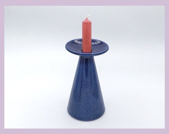 Vintage Candlestick Blue Sprinkle Ceramic Memphis Milano 90s 90s 1990 1990s Germany Ultramarine Cobalt Blue Postmodern asa