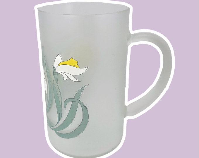 Italian Glass Carafe By Cerve Italia Art Deco Revival Flowers Floral Pattern Decor Glass 80s 1980 Matte Satin Jug Pitcher