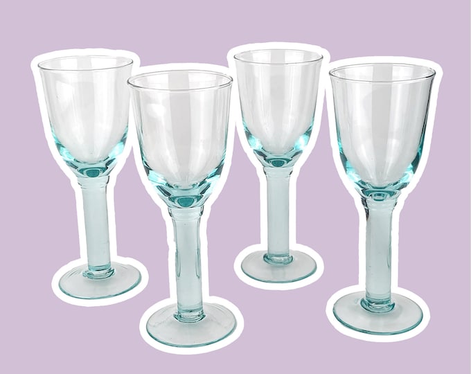 4 wine / water goblets mint green vintage glasses 80s 90s Gunther Lambert Corsica style white wine red wine cup