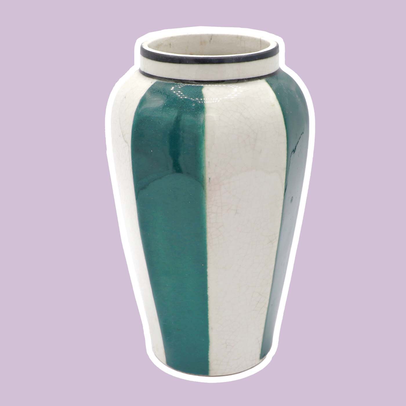 【SALE】 Vintage Craquele Georgenthal Blumenvase Deco Art 1930er 絵画