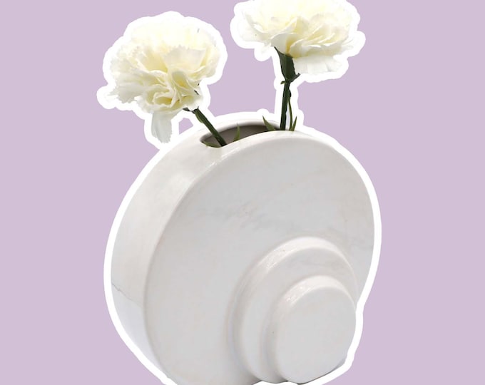 Vintage disc vase circles white ASA vase flower vase round ceramic Memphis Milano 90s 90s 1990 1990s Germany Postmodern