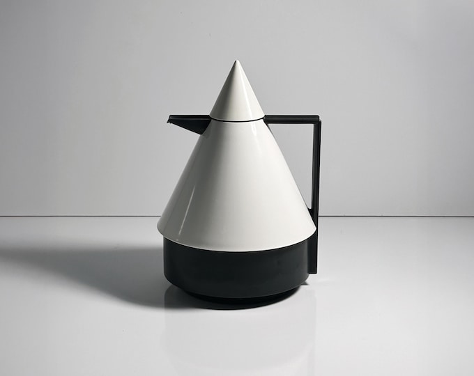 Vintage Emsa Rio Thermos Flask White 80s Plastic Resin Coffee Tea Pot 1980 Insulated Jug Postmodern Memphis Milano Ettore Sottsass