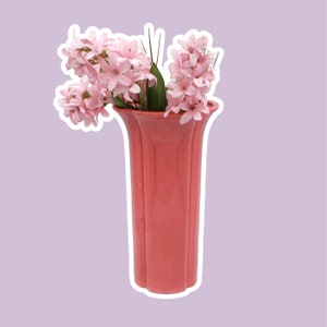 Vintage Flower Vase KYOEI JAPAN 70s Vase Coral Pink Red Pastel Boho Japandi Scandi Wabisabi 80s 1980s Mid CenturyArt Deco Revival