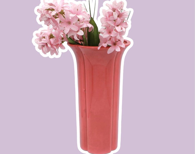 Vintage Flower Vase KYOEI JAPAN 70s Vase Coral Pink Red Pastel Boho Japandi Scandi Wabisabi 80s 1980s Mid CenturyArt Deco Revival