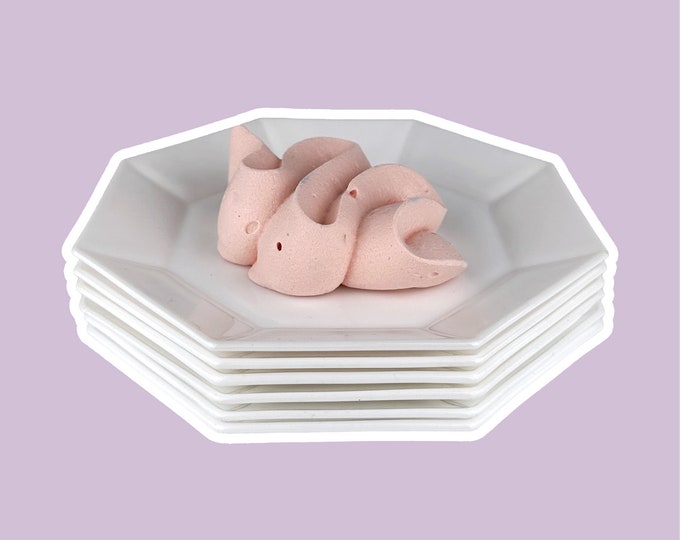 6 CAKE Plates Arcoroc Octime White Frosted Glass Arcopal Glass France Set 80s 90s Luminarc France Art Deco Revival