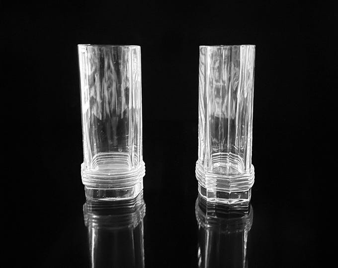 6 Vintage Christian Dior Crystal Longdrink Glasses 80s Art Deco Revival Maritime Highball Crystal Glass Drinking Glasses Handmade Home