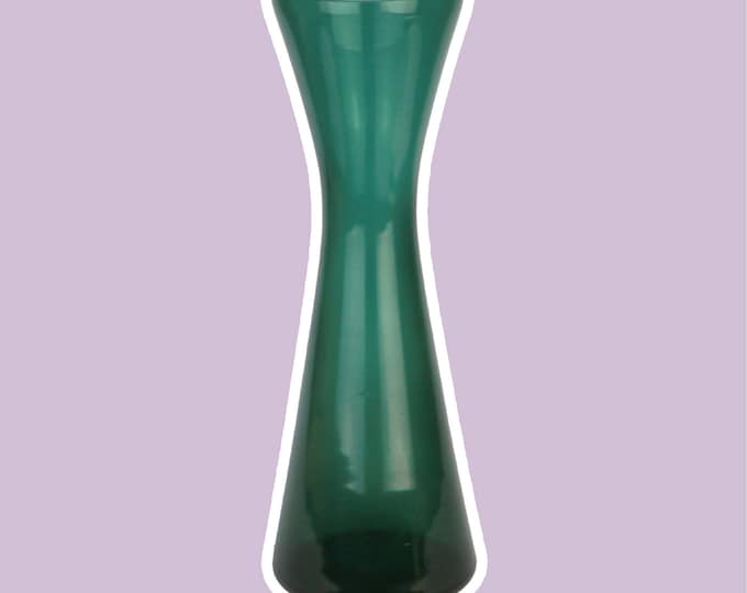 Vintage Glass Flower Vase Mid Century Russian Green Tourmaline Vase Brutalist Iittala Wagenfeld Kaj Franck Konisch 1960 60s 60s