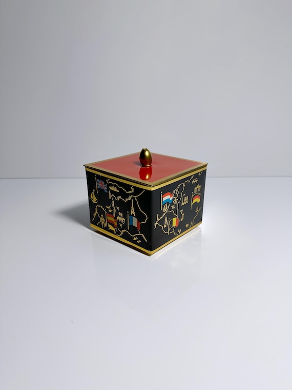Blaue & Goldene Dekobox Mit Kleinen Flaggen | Deko Für Feiern, Tisch Oder Regal