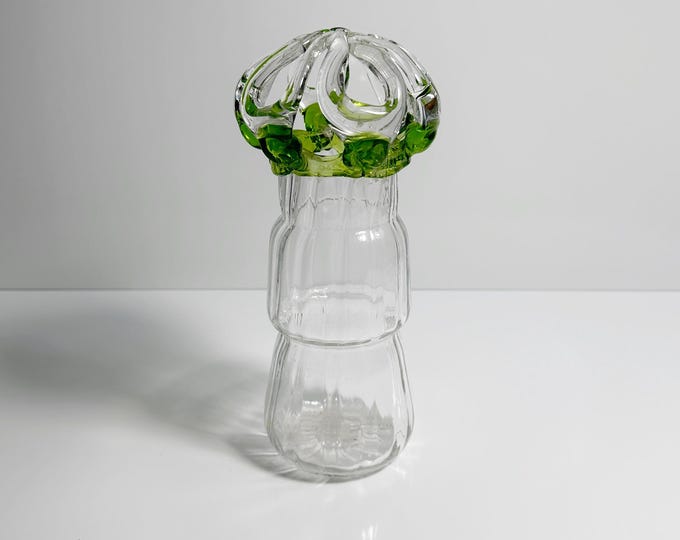 Vintage Murano Glass Vase Art Nouveau Vase 1900 1910 Clear Transparent Swirl hyacinth