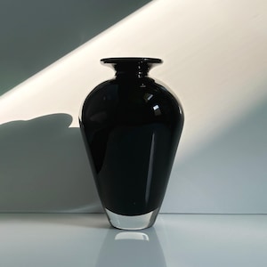 Vintage Murano Paolo Venini Vase Large Black Glass Venice 1950 50s Mid Century Vetro Barovier Toso Tonelli Nason Buzzi