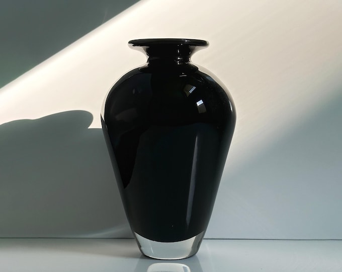 Vintage Murano Paolo Venini Vase Large Black Glass Venice 1950 50s Mid Century Vetro Barovier Toso Tonelli Nason Buzzi