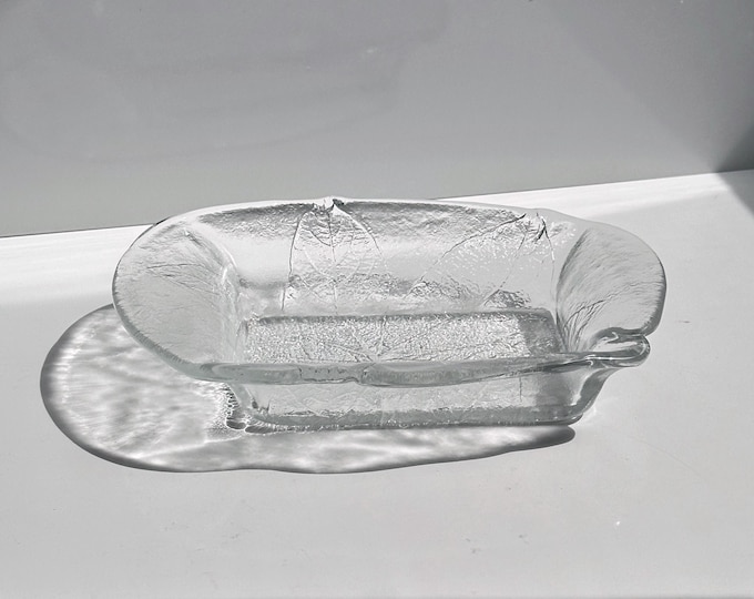 Vintage Kosta Boda Party Leaf Bowl Glass Göran Wärff Goran Warff Ann Leaf Swedish Modern Mid Century 70s Sweden