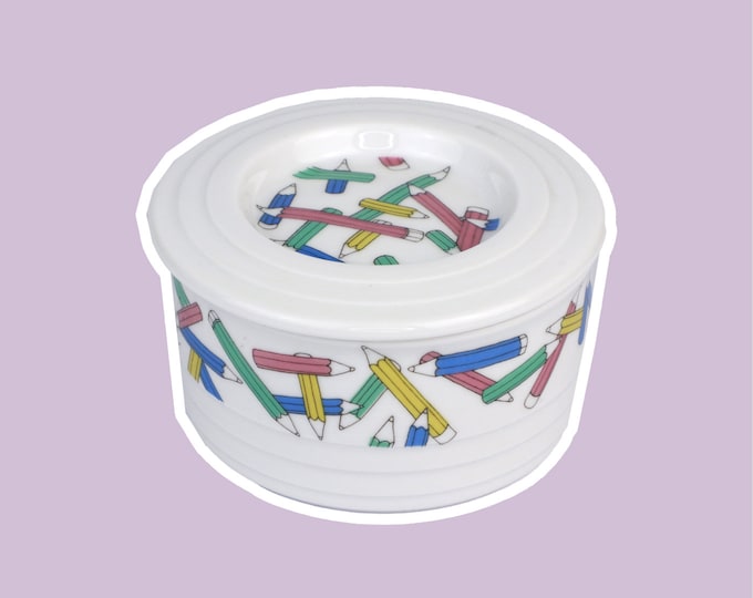 Vintage Ceramic Jar Box Thomas Series Trio Pens Postmodern Memphis White Sugar Container 1980 1990 Lidded Jar Storage Kitsch