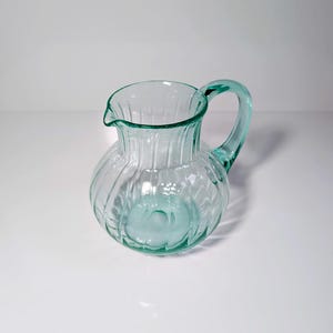 Vintage Glass Carafe Beryl Mint Green Turquoise Mid Century Murano Swirl Decanter Jug Uranium Vaseline Glass Modernist Juice Jug 1950s 50s 60s