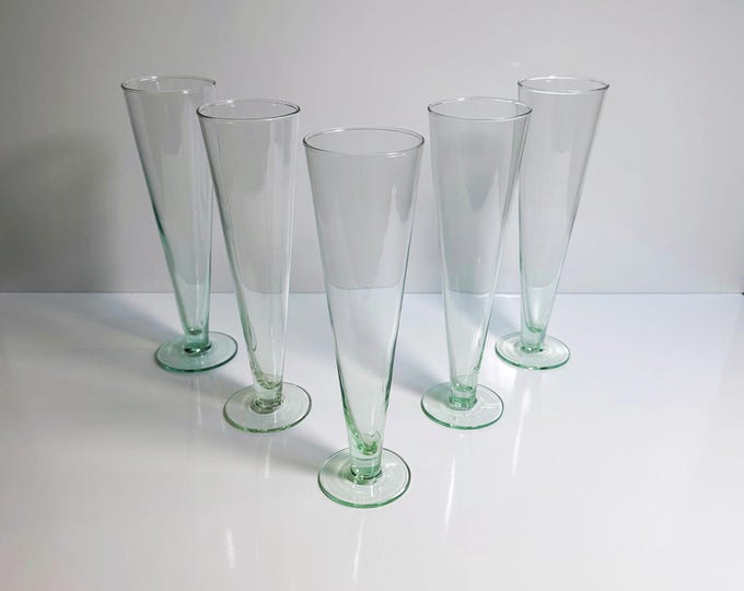 5 Vintage Beer Glasses Water Green Mint Green Turquoise Sparkling Wine Glasses Champagne Wine White Wine Red Wine Goblet