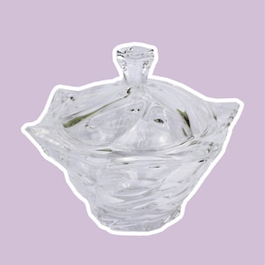 Vintage glass bonboniere circa 1980 Italy swirl lidded box Arcoroc Luminarc