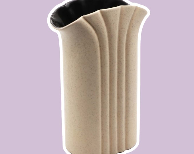 Vintage Ceramic Vase Art Deco Neo Reval Shell Beige Sand Flower Vase Mid Century Boho Scandi Retro Porcelain 80s 80s 1980