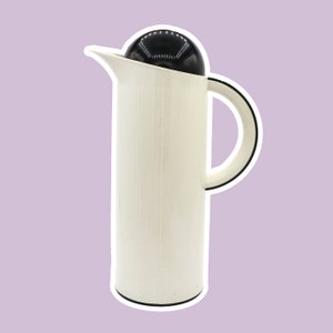 Vintage Thermos Krups 80s Negro Blanco Resina Termoplástica Jarra de Plástico Café Té 1980 Jarra Aislada Art Deco Revival Postmoderno