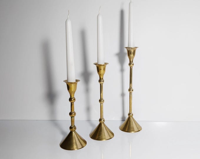 3 x Set vintage brass candle holder Mid Century candlestick candlestick metal gold classic 70s 60s 50s