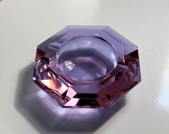Vintage Alexandrite glass ashtray Cesare Toso Fratelli Toso Prisma 1970s Italy