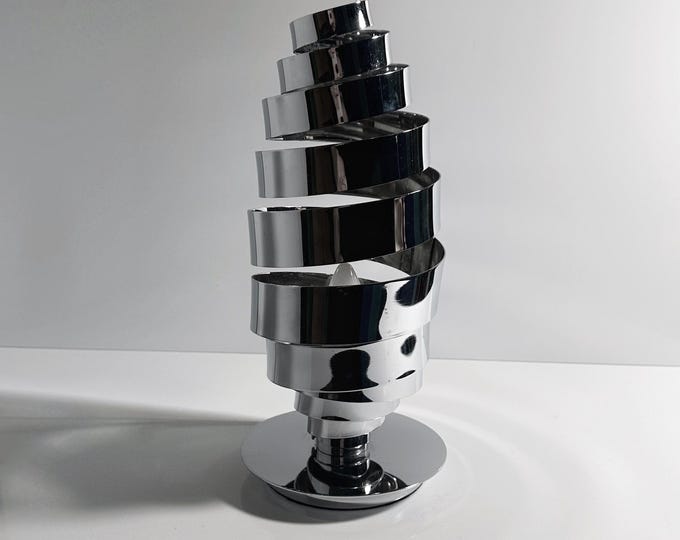 Vintage Space Age Chrome Table Lamp Sputnik Mid Century 60s 70s Spiral Futuristic