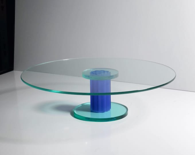 Vintage Postmodern Large Cake Stand Footed Bowl Montana Dessert Glass Memphis Milano Style 80s 90s Ettore Sottsass
