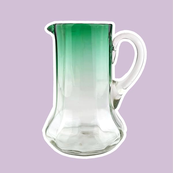 Vintage Murano Glas Krug Karaffe Grün 1970er Mid Century Saft Wasser Glas Krug Kanne