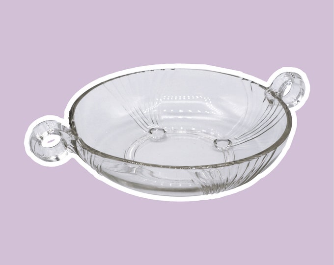 Vintage Art Deco Revival Bowl Bowl Glass Handle Candy Bowl Fruit Bowl 80s 1980 1990 90s France