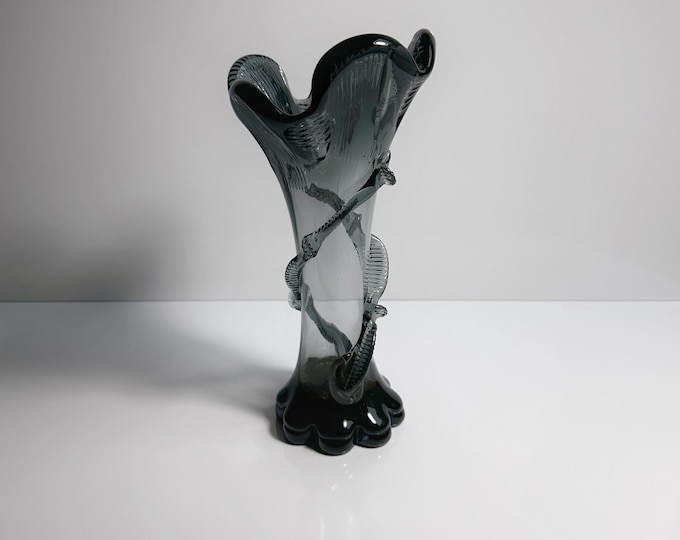 Vintage Art Nouveau Glass Vase Franz Welz Lötz Tango Blue Violet Grey Loetz Lily Bohemia Art Nouveau 1900 1910 France Solifleur