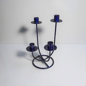 Vintage Memphis Milano Candlestick Metal Ultramarine Blue Set of 4 1980 1990 Candlestick 80s 90s Candle Holder Postmodern Hundertwasser