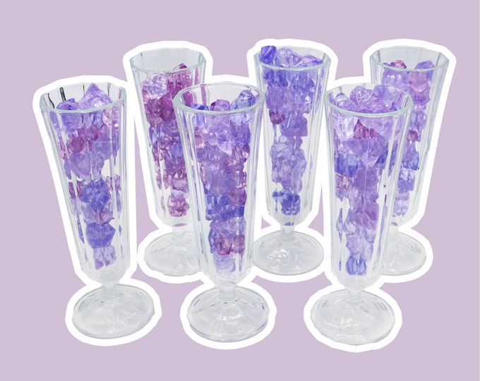 Vintage Crystal Sparkling Wine GlassesChampagne Art Deco Revival Facet Goblet Wine Cocktail Long Drink Style 80s Crystal France