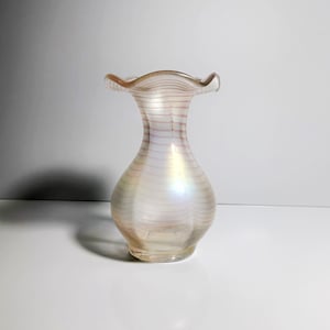 Iridescent Art Nouveau Vase Gallo Vintage Flower Vase Art Nouveau Rainbow Glass