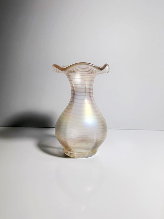 Irisierende Jugendstil Vase Gallo Vintage Blumenvase Art Nouveau Regenbogen Glas