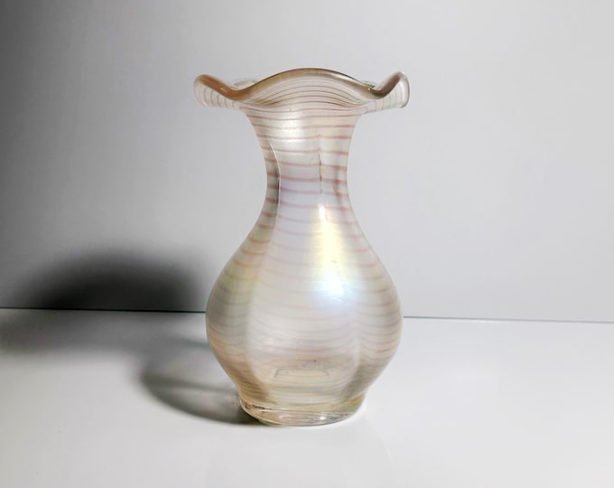 Iridescent Art Nouveau Vase Gallo Vintage Flower Vase Art Nouveau Rainbow Glass