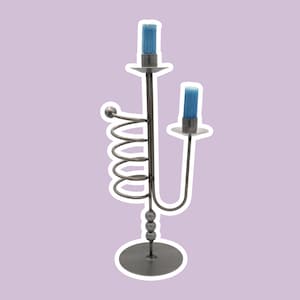 vintage metal candle holder black spiral 80s 90s memphis milano postmodern candelabra candle holder
