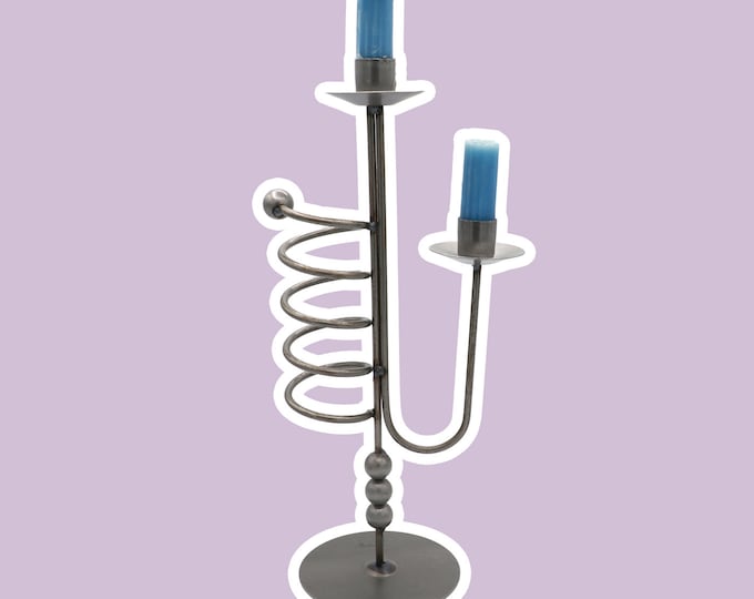 vintage metal candle holder black spiral 80s 90s memphis milano postmodern candelabra candle holder