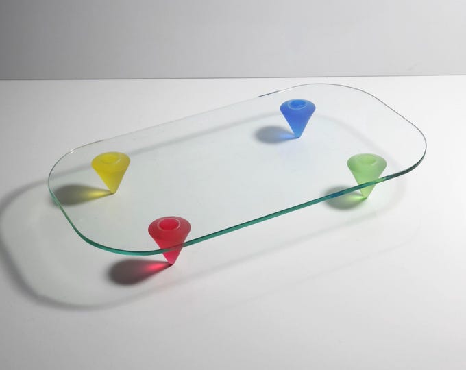 Montana Cake Plate Serving Platter Postmodern Dessert Plate Red Blue Yellow Basic Shapes Memphis Milano Style 80s 90s Ettore Sottsass