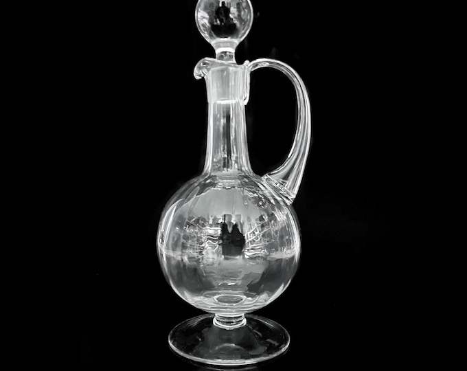 Vintage Carafe Mid Century Murano Italy Decanter Ball Swirl Juice Water Glass Jug 1950s 50s 60s 1960