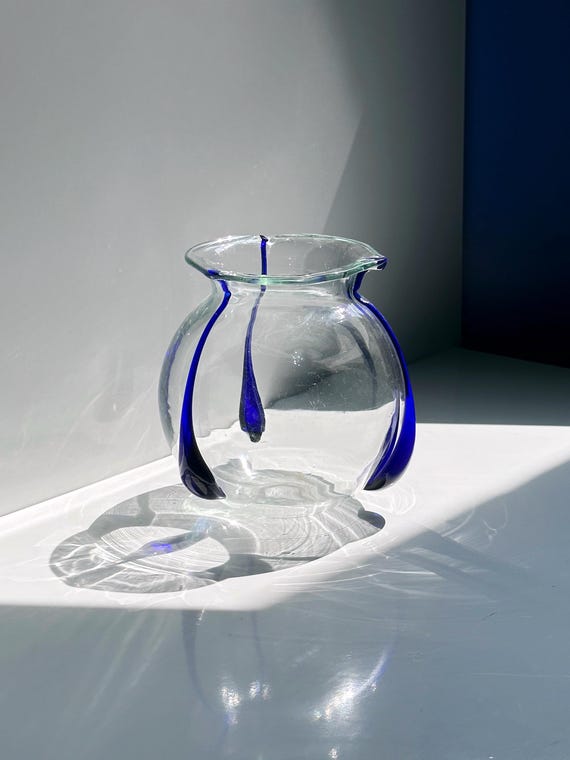 Jugendstil Glas Vase Glaswerk Freiherr von Poschinger 1910 Blau