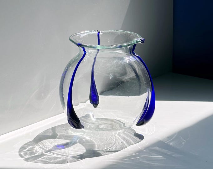 Art Nouveau glass vase Glaswerk Freiherr von Poschinger 1910 blue