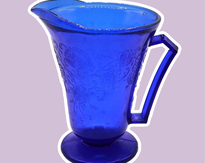 Vintage Carafe Cobalt Blue Glass Ornaments 70s Pressed Glass Soviet Baltic Finland Iittala