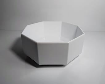 Cuenco Arcoroc Octime, plato, vidrio esmerilado blanco, vidrio Arcopal, Francia, juego, años 80 y 90, Luminarc, Francia, Art Déco Revival