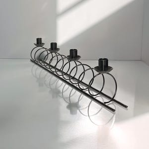 Large metal candle holder black spiral vintage 80s 90s Memphis Milano postmodern candlestick candlestick