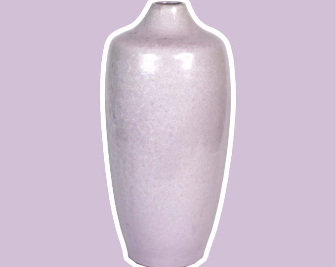 Lilac Colored Vintage Flower Vase Ceramic Handmade Twisted Effect Glaze 1980s 1990s
