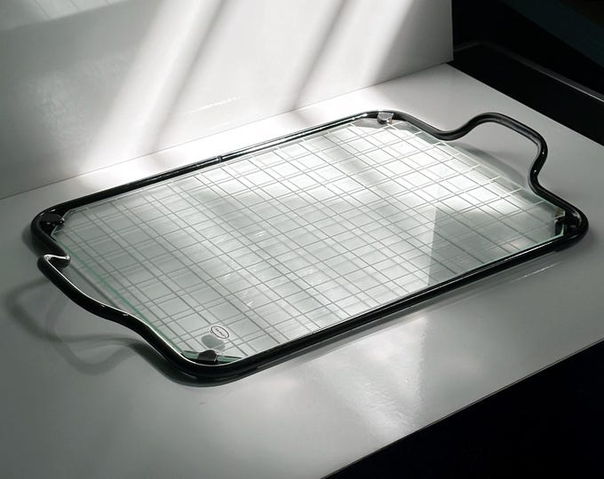 Italian tray 1980s vintage metal glass graphic Club House Italia 80s serving tray Italian Modern