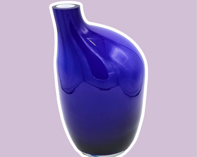 Vintage H J Richartz Art Collection Vase Mathildenhütte Cobalt Ultramarine Blue 80s 90s Postmodern Memphis Y2K Glass