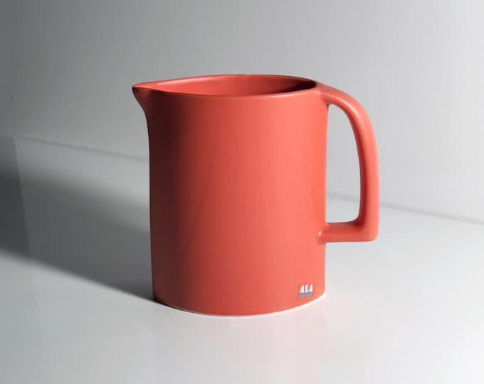 Vintage orange coral ASA ceramic carafe/pitcher, ceramic, Memphis Milano, 1990s, 1990s, Germany, Postmodern