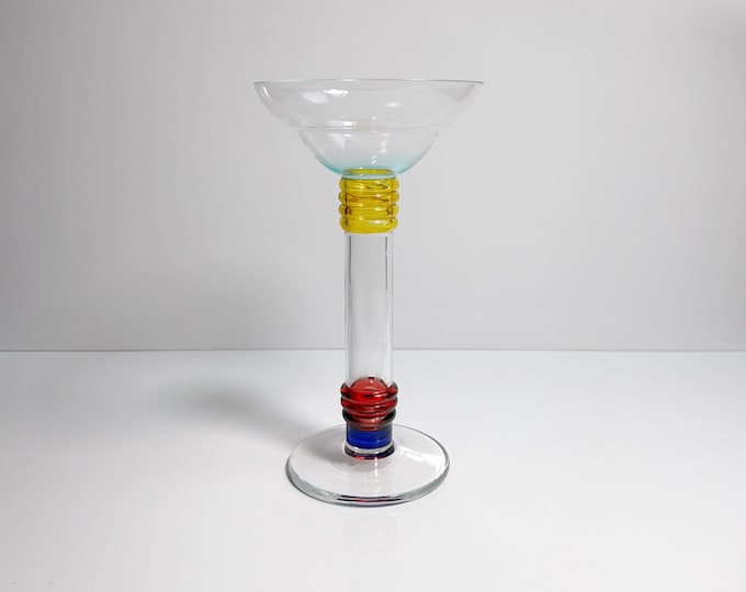 Vintage Postmodern Glass Vase Leonardo Flower Vase Transparent Geometric Modern Memphis Milano 90s 1990 1990s Germany Asa Otto Quelle