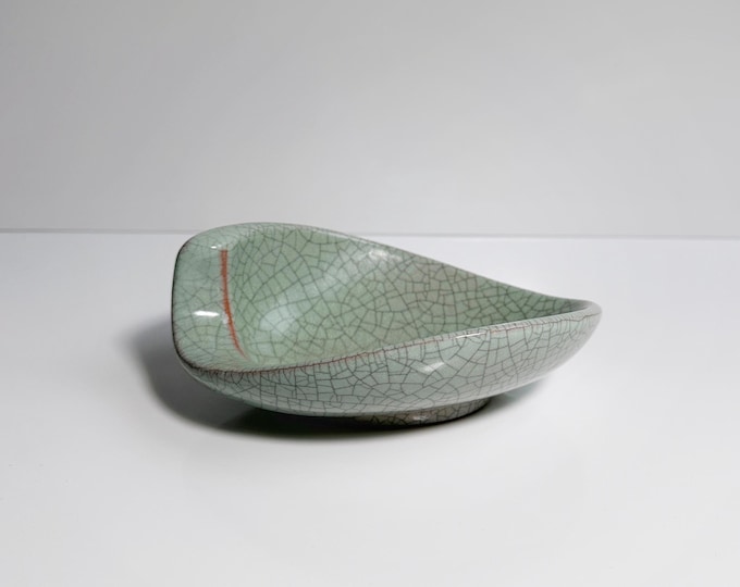 Vintage Ashtray / Bowl Karlsruher Majolika Ceramic Fridegart Glatzle Craquele Crackle Craquelee 50s Mid Century Lilac Grey