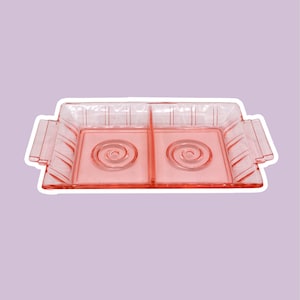 Vintage Rosalin Glass Tray Bowl 30s France Art Deco Decor Pressed Glass Pink Plate Offering Bowl Platter Walther Carrying Tray Sevier